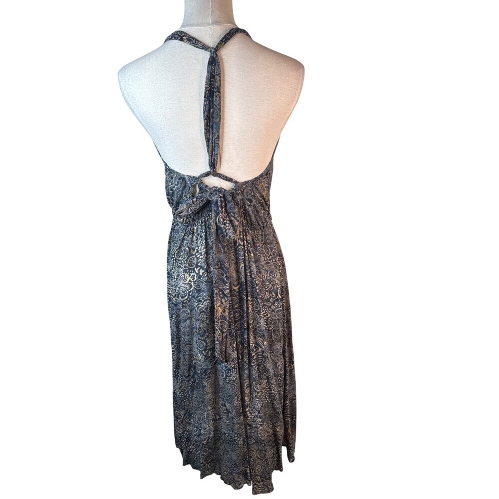 2/$30 ZARA Basic S Blue & Gold Sleeveless Backless Halter Midi Dress - Picture 4 of 16